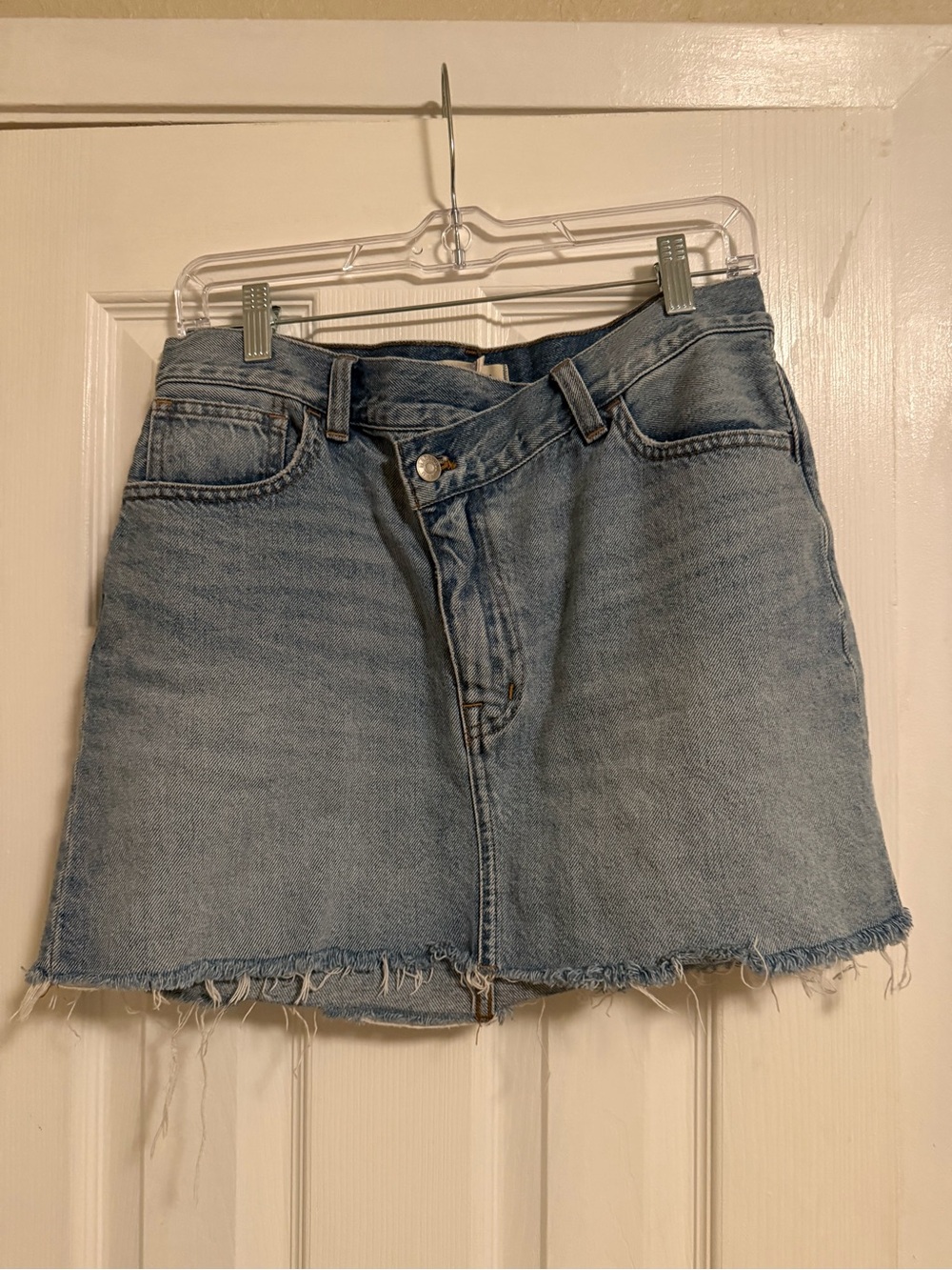 Madewell Light Blue Denim Frayed Hem Mini Skirt